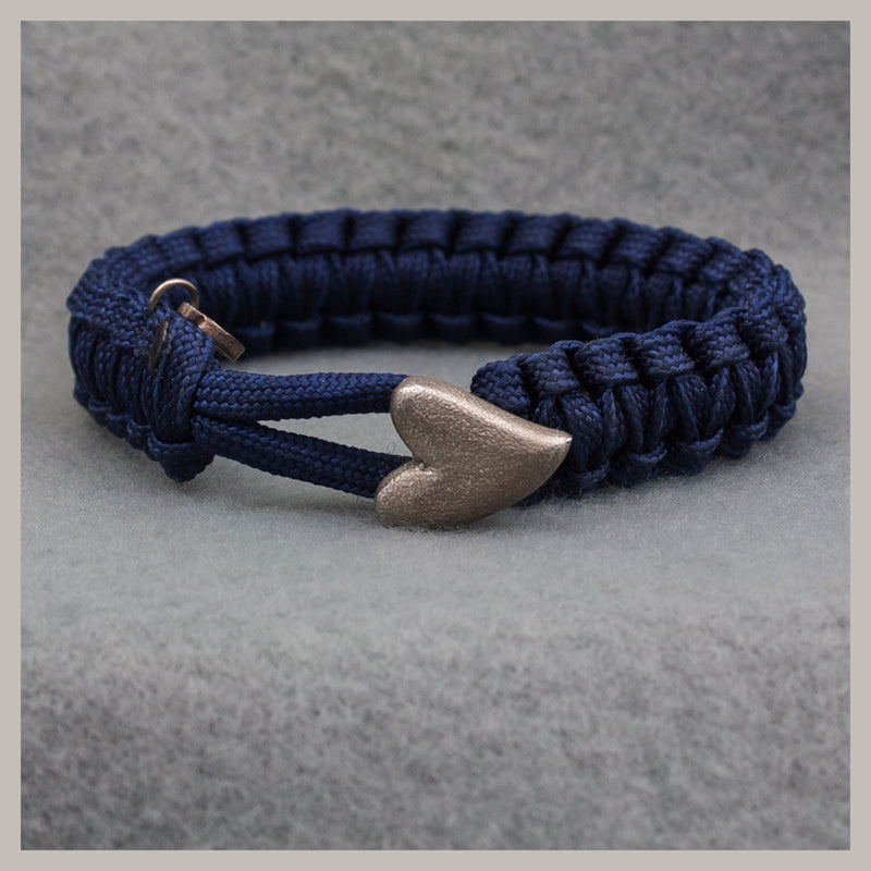 Parachute Cord Bracelet - Navy w/ Silver Heart