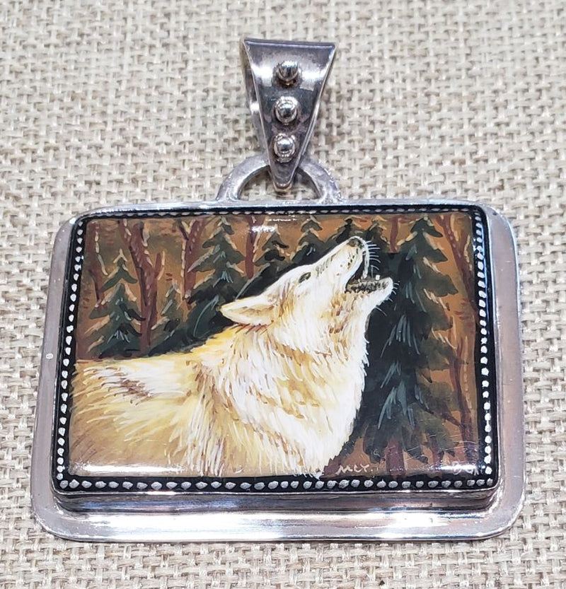 Russian Hand-Painted Onyx Pendant