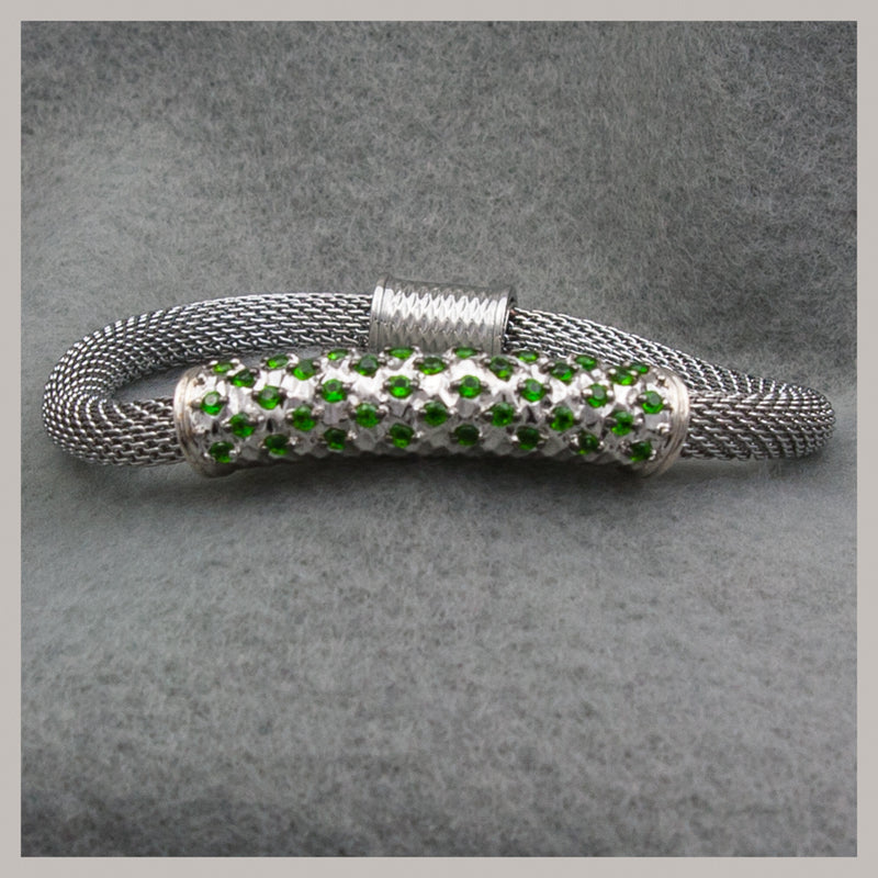 Chrome Diopside 925/Stainless Steel Bracelet