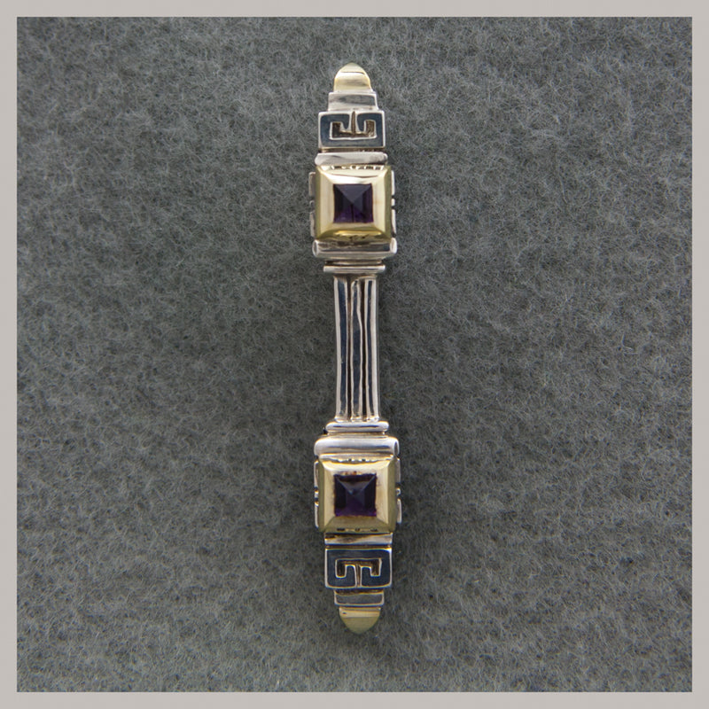 Amethyst 925/18k Bar Pin