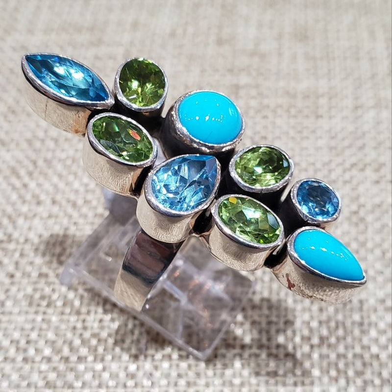 Turquoise / Blue Topaz / Peridot Ring