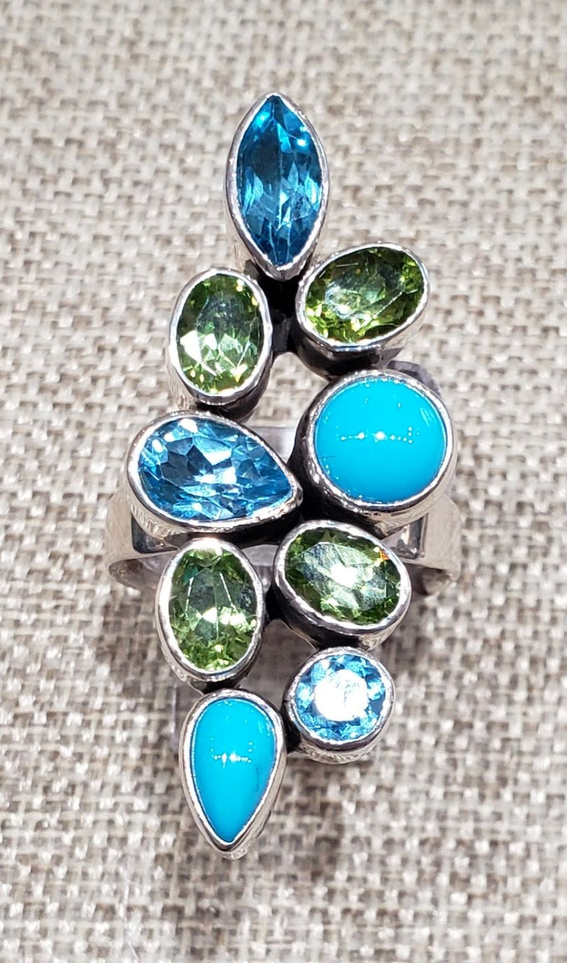 Turquoise / Blue Topaz / Peridot Ring